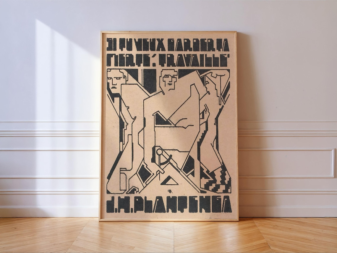 Cubist Workers, Art Deco Modernist Poster