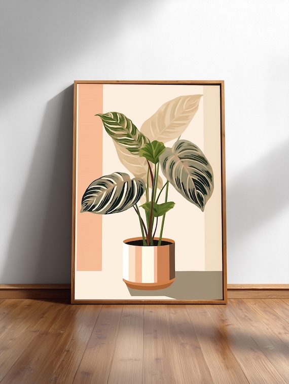 Prayer Plant Leaves Minimal Japandi Botanical