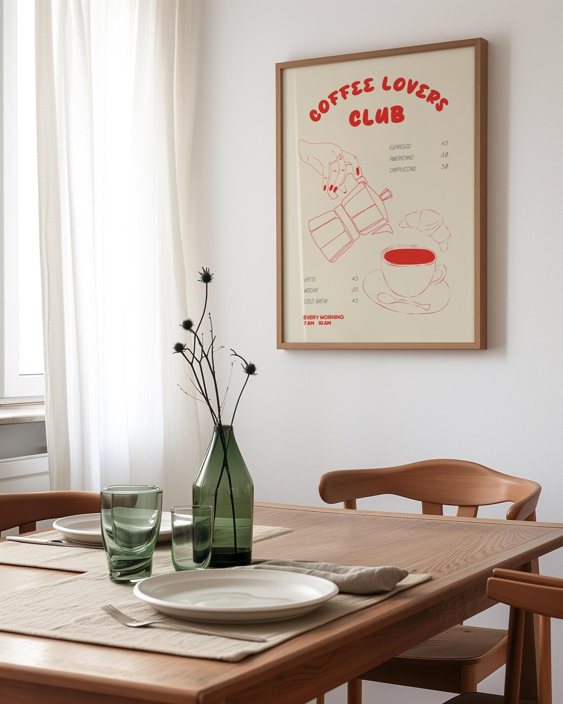 Coffee Lovers Club Print Hand Drawn Kitchen Print Coffee Lover Gift Kitchen Wall Prints Print Coffee Print - Image 3