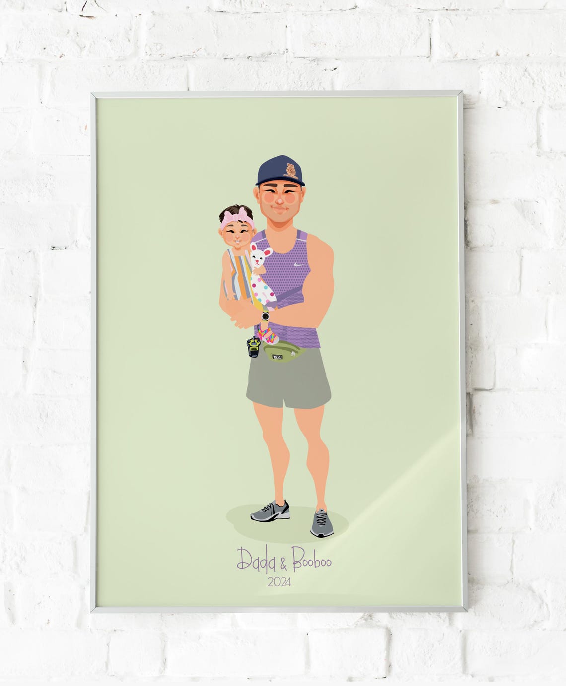 Dada and Booboo Custom Runner Dad with Toddler Portrait Poster