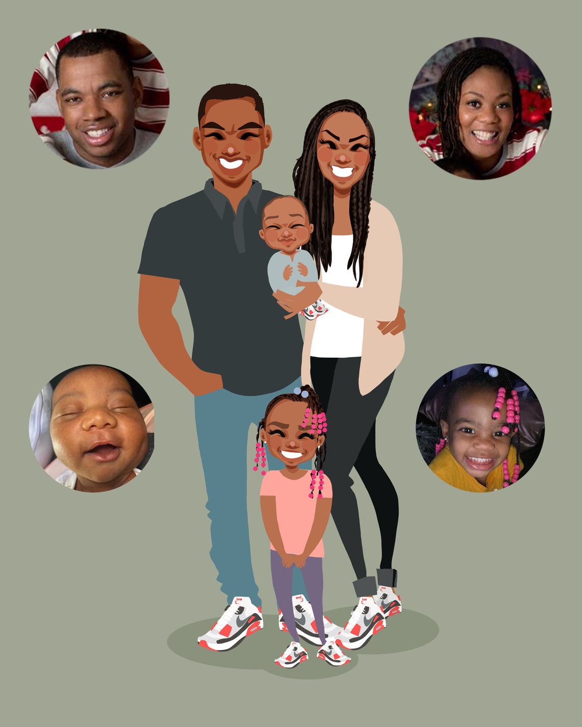 Custom Family Portrait with Cleveland Browns Team Shirt Poster - Image 3
