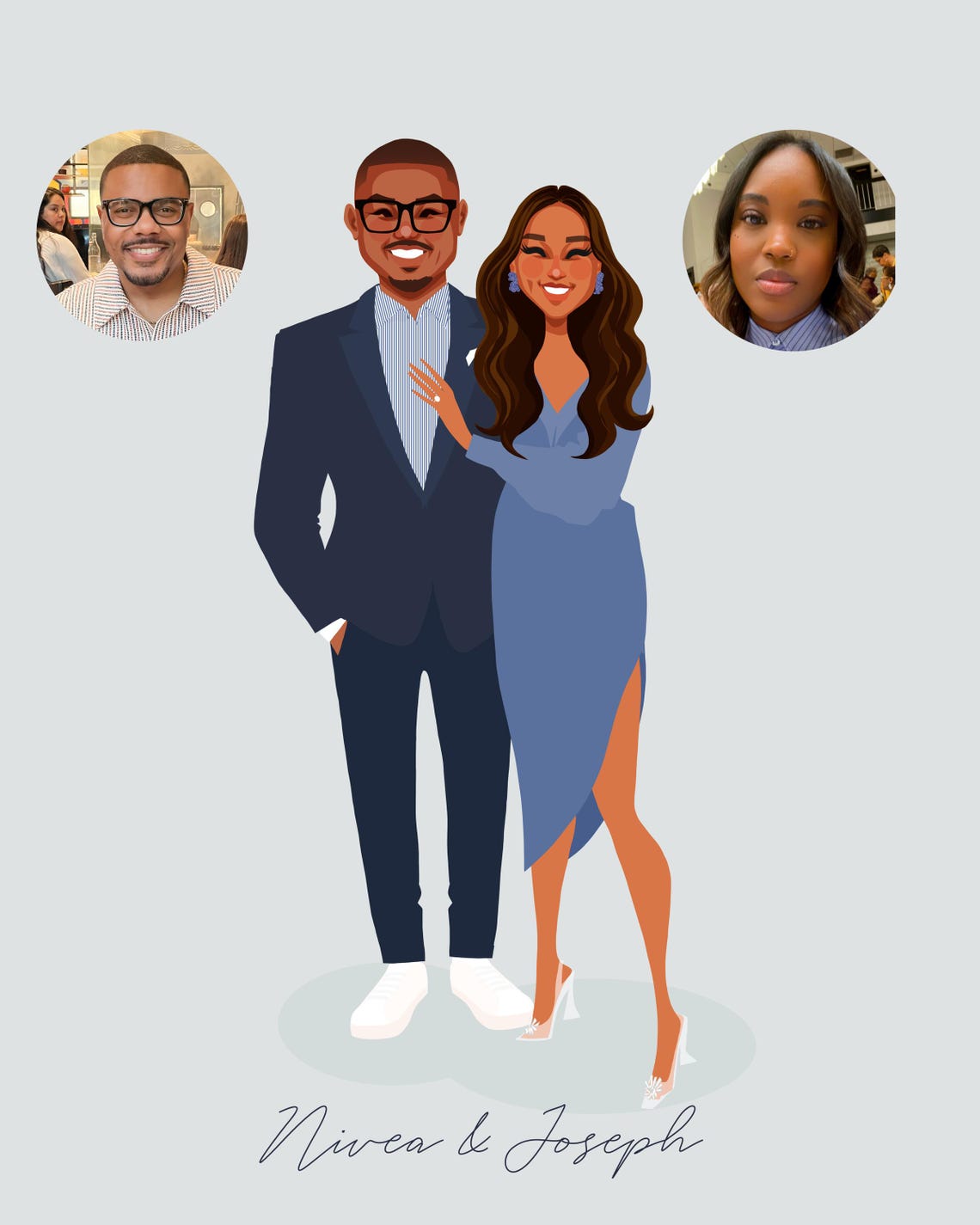 Custom Save the Date Card With Couple Portrait Chicago Poster - Image 3