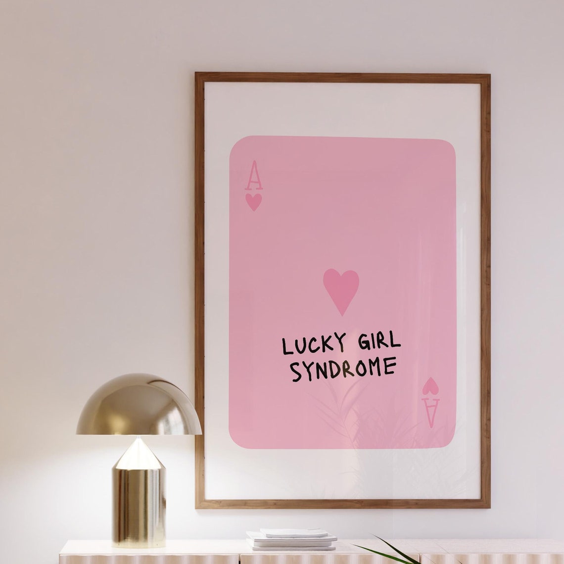 Pink Wall Art Trendy Art Print Lucky Girl Wall Art Dopamine Decor Preppy Room Decor College Dorm Poster Aesthetic Wall Art Living Room Print - Image 3