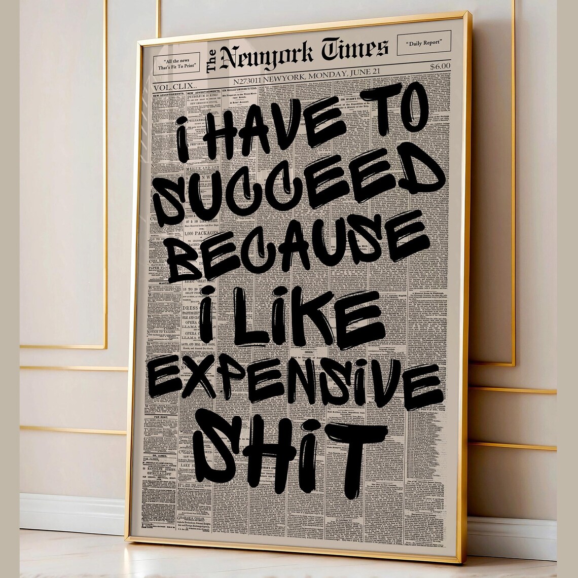 Retro Motivational Newspaper Poster, Bold Typography