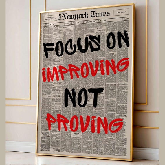 Retro Focus On Improving Not Proving Typography Poster