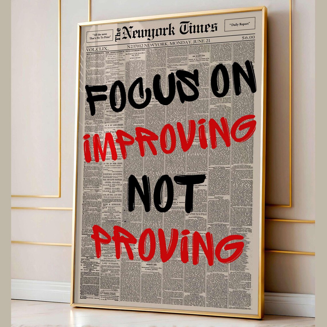 Retro Focus On Improving Not Proving Typography Poster