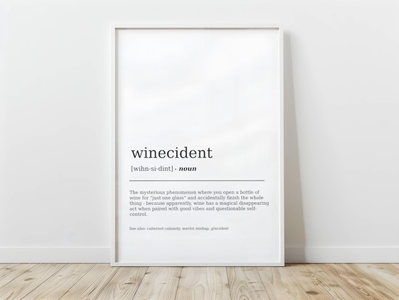 Funny Winecident Definition Dictionary Poster Wine Lover Bar