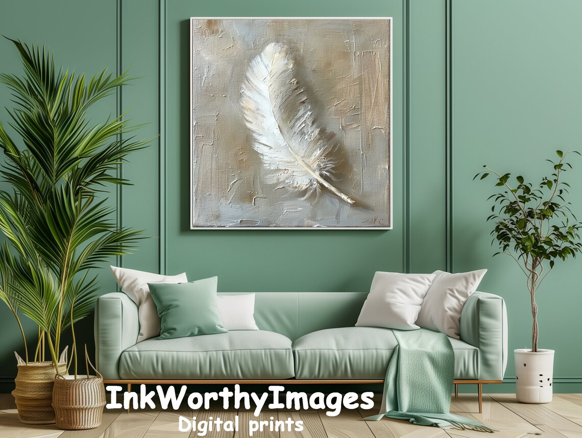 White Feather Print, Minimalist Wall Art - Image 5