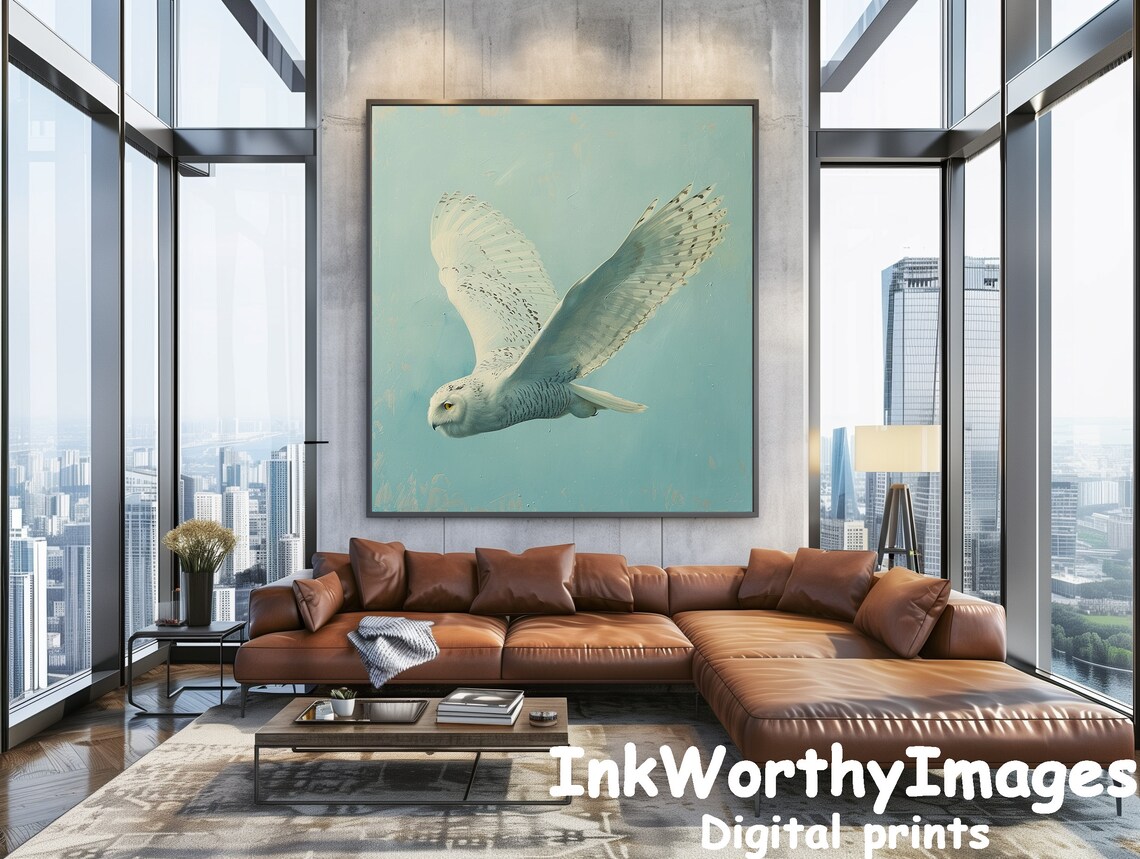 Graceful Snowy Owl In Flight, Wildlife Art Print - Image 4