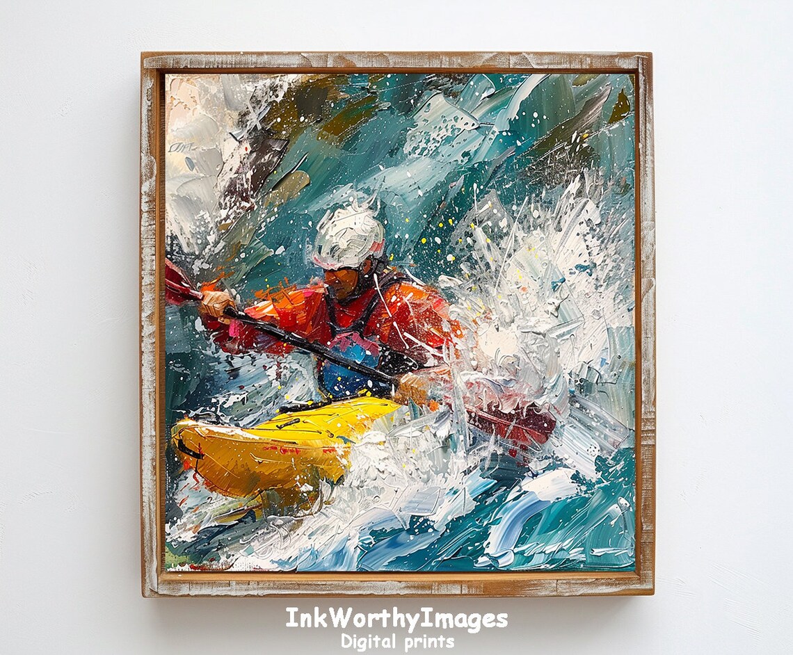Dynamic Kayaker In Rapids Adventure Art - Image 6