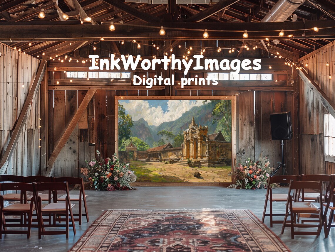 Ancient Temple Courtyard, Serene Mountain Landscape - Image 6