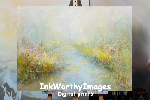 Soft Pastel Meadow Impressionist Landscape Print