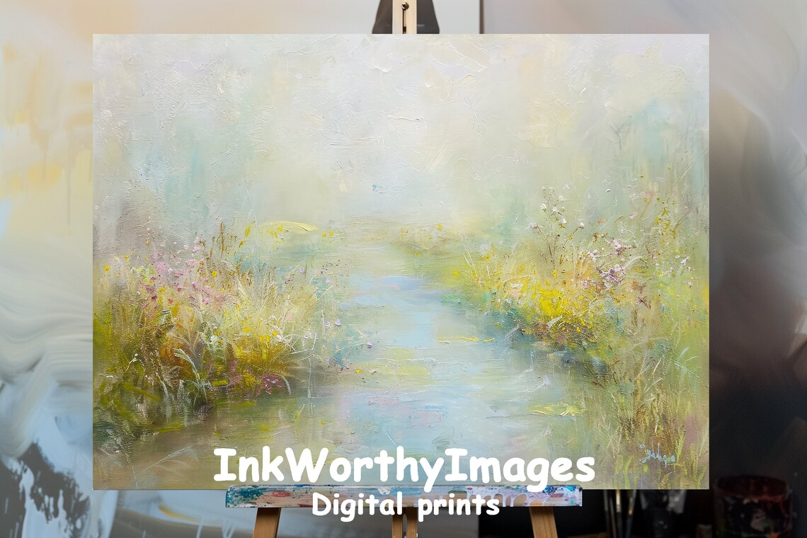 Soft Pastel Meadow Impressionist Landscape Print