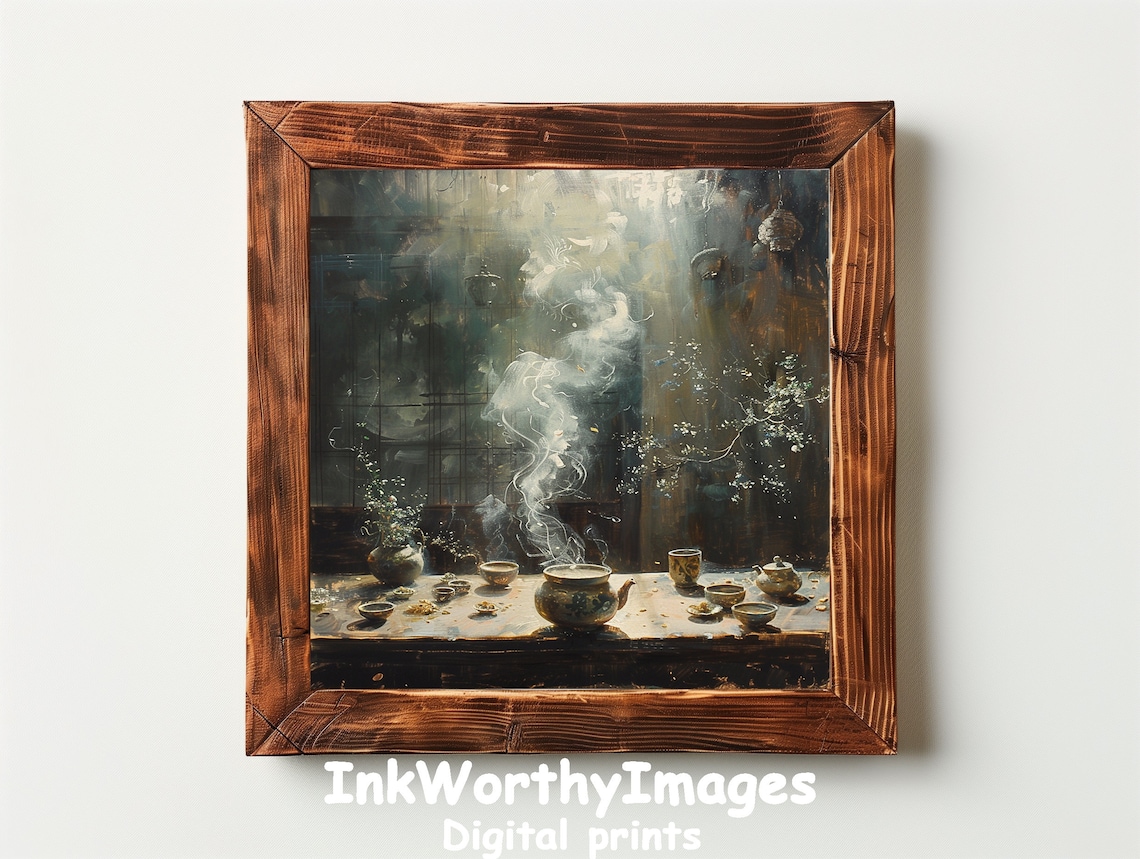 Mystical Tea Ceremony, Enchanted Still Life Art - Image 2