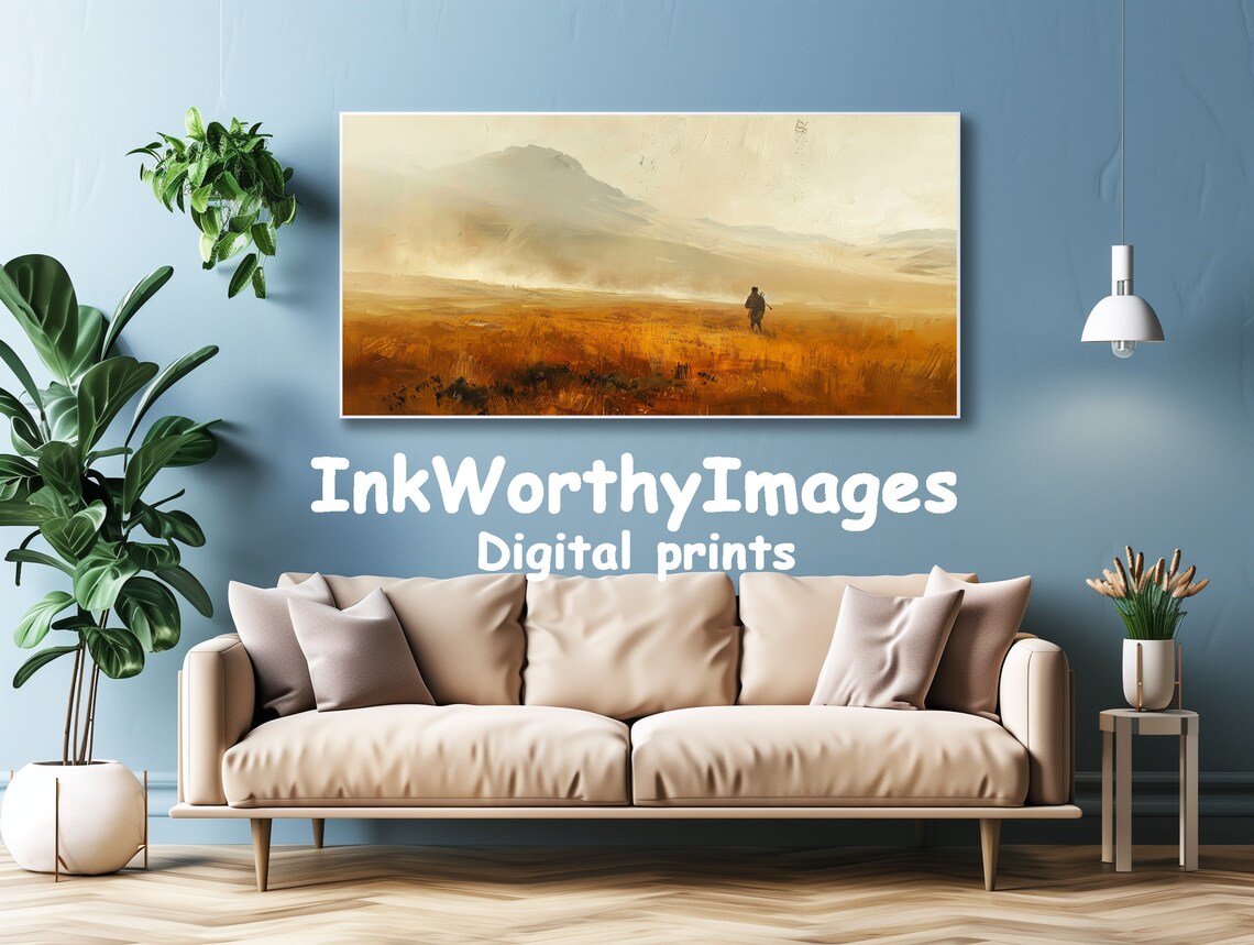 Abstract Desert Landscape Painting, Lone Wanderer - Image 4