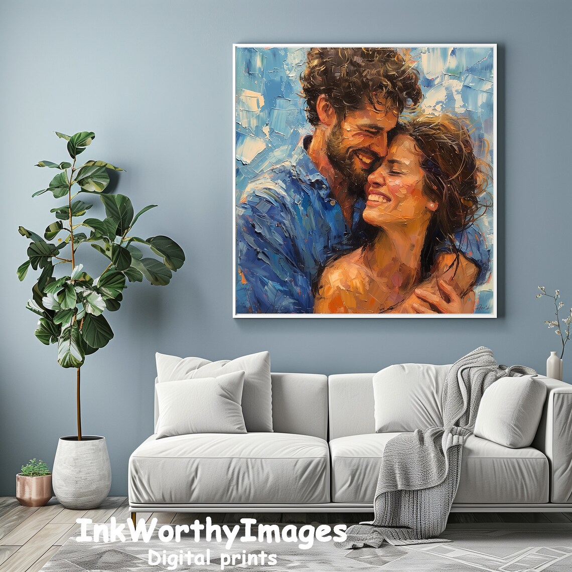 Romantic Couple Art, Love And Happiness Portrait - Image 4