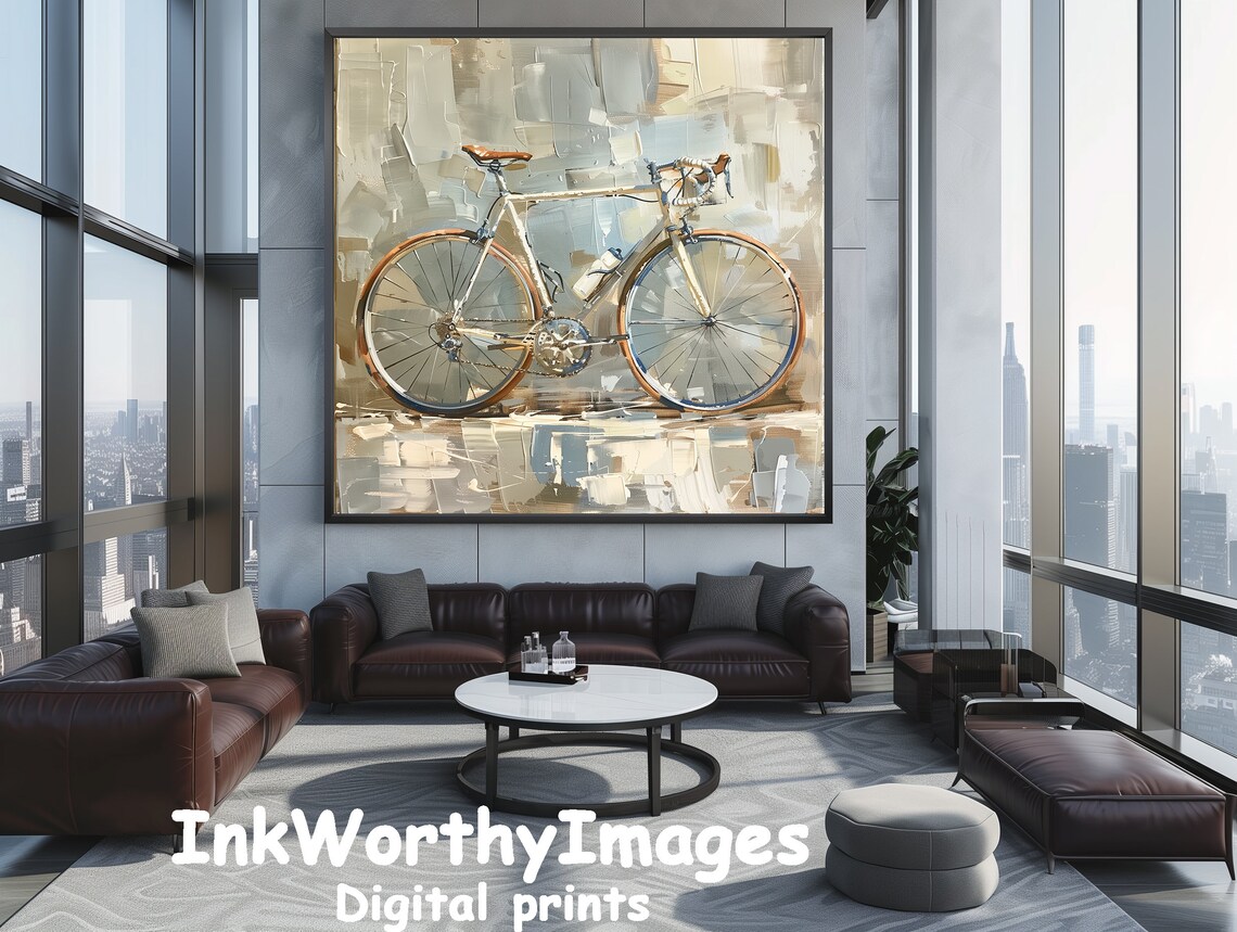 Vintage Bicycle Painting, Modern Abstract Art - Image 5