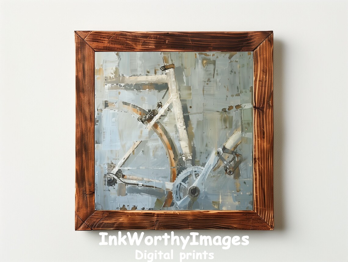 Abstract Bicycle Painting, Modern Industrial Decor - Image 3
