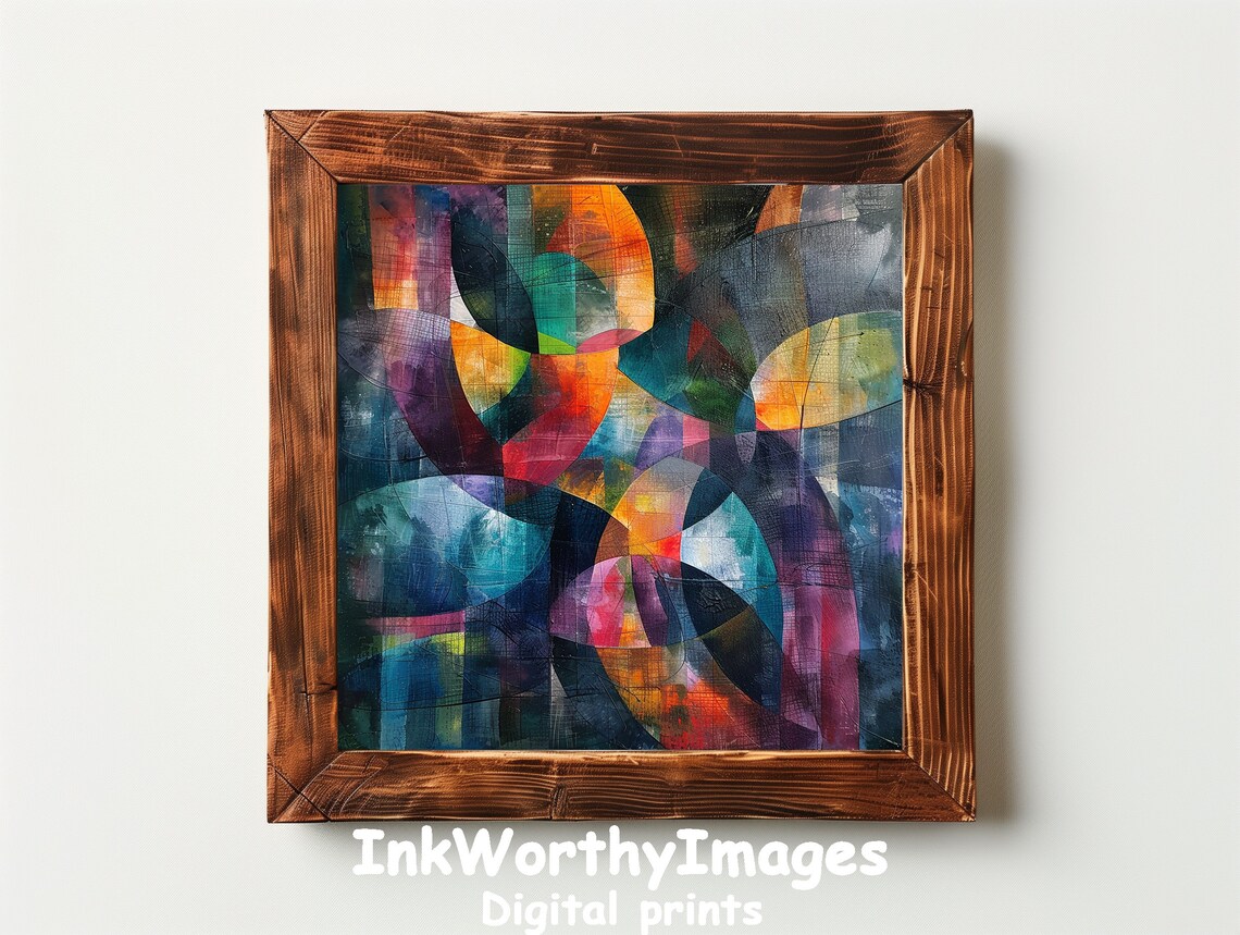 Abstract Geometric Print, Modern Interlocking Circles - Image 6