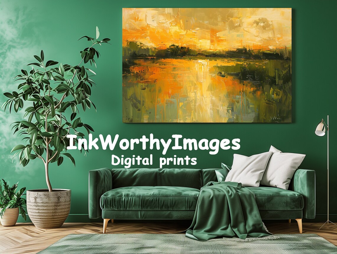 Abstract Sunset Landscape, Vibrant Modern Decor - Image 2
