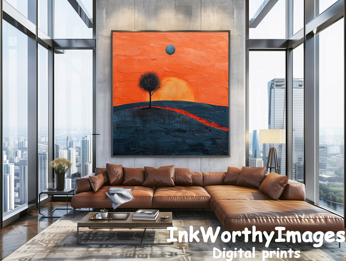 Vibrant Sunset Tree Painting, Modern Abstract Art - Image 6