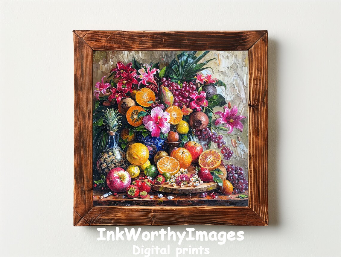Lush Tropical Fruit And Flowers, Exotic Kitchen Decor - Image 6