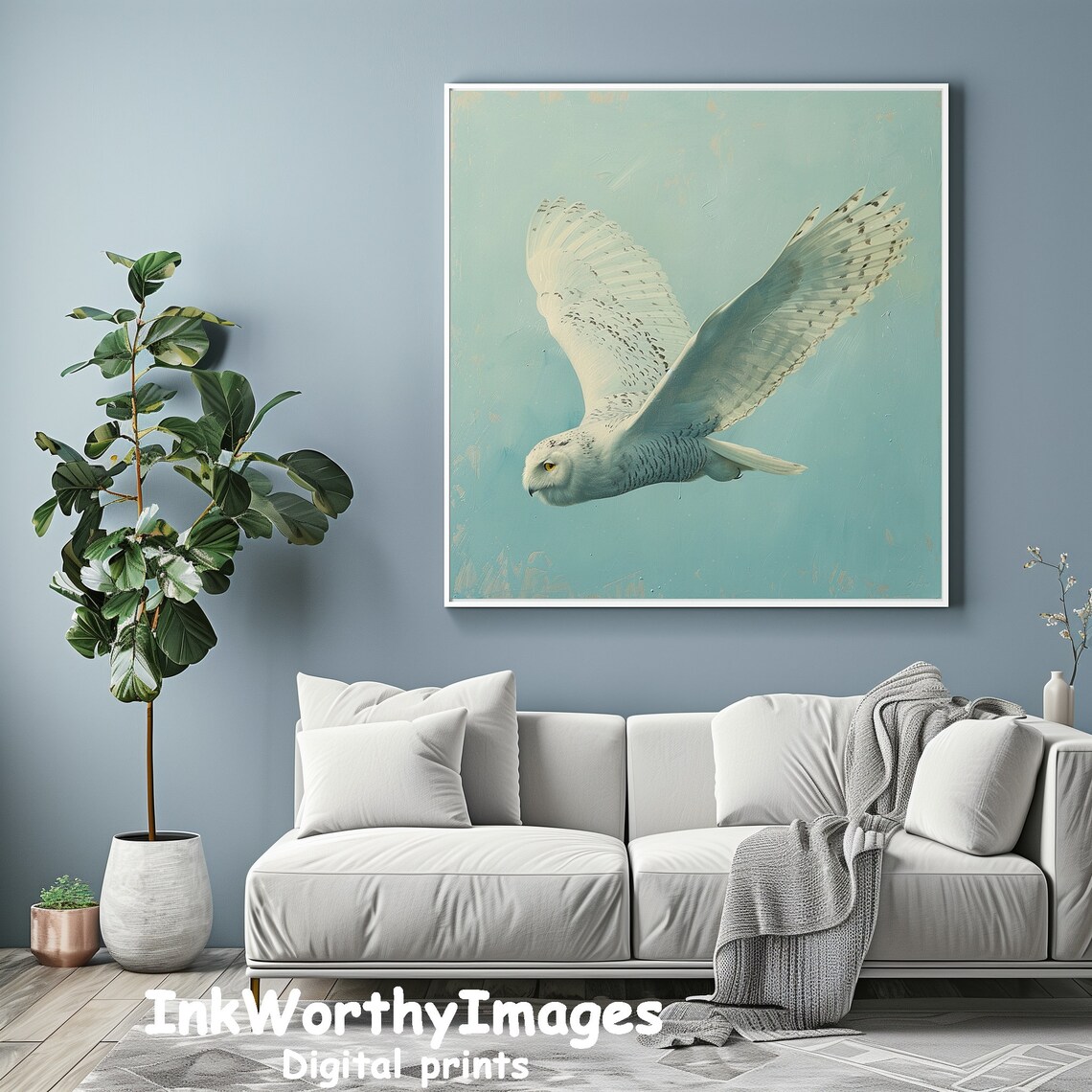 Graceful Snowy Owl In Flight, Wildlife Art Print - Image 3