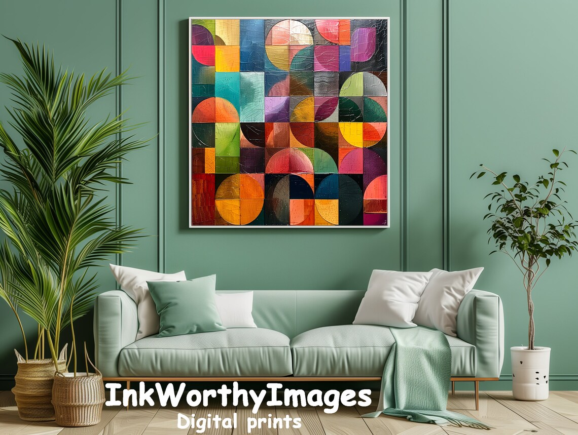 Geometric Circles Art Print, Abstract Modern Decor - Image 3