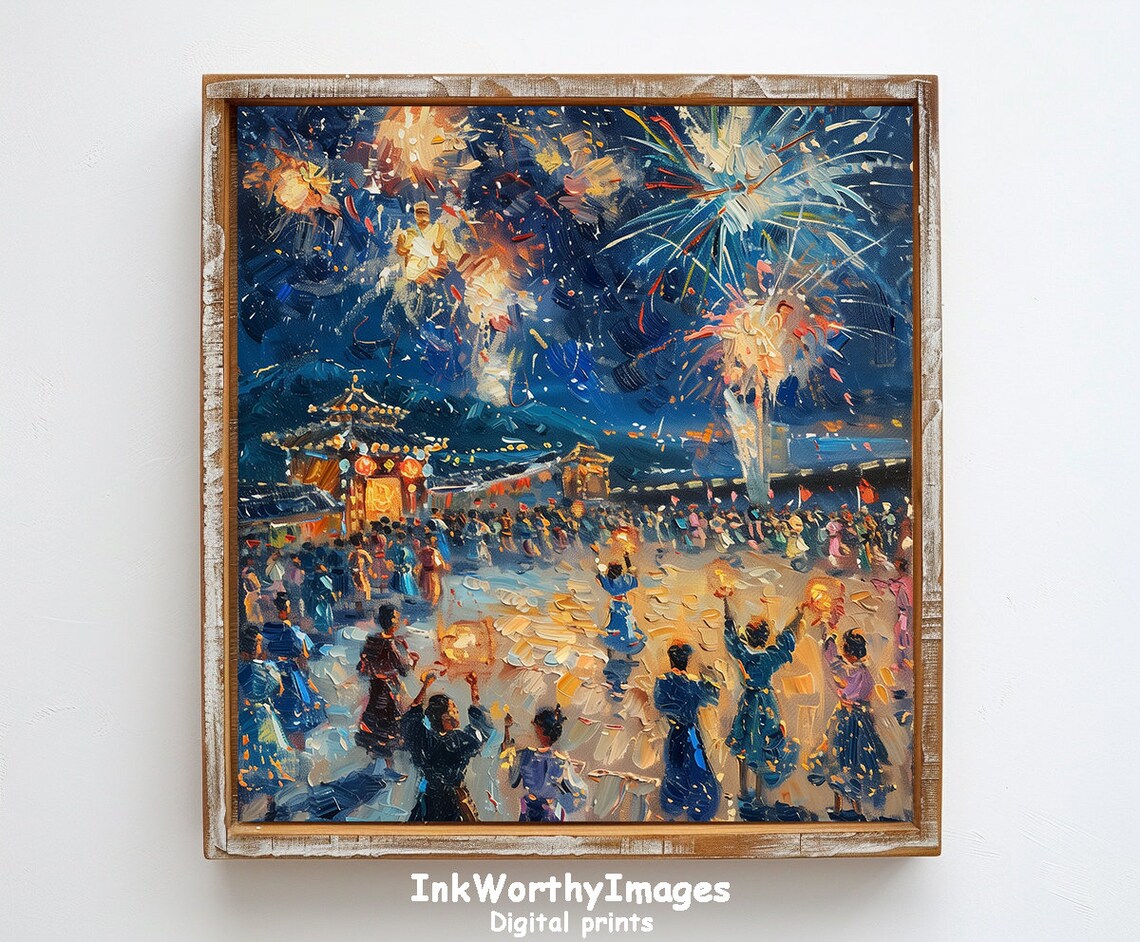 Festival Fireworks Art, Celebratory Night Scene - Image 6