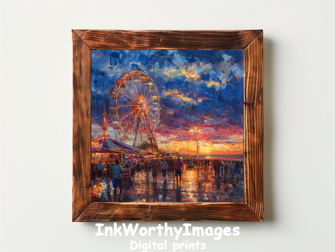 Enchanted Evening Fairground, Vibrant Carnival Scene - Image 6