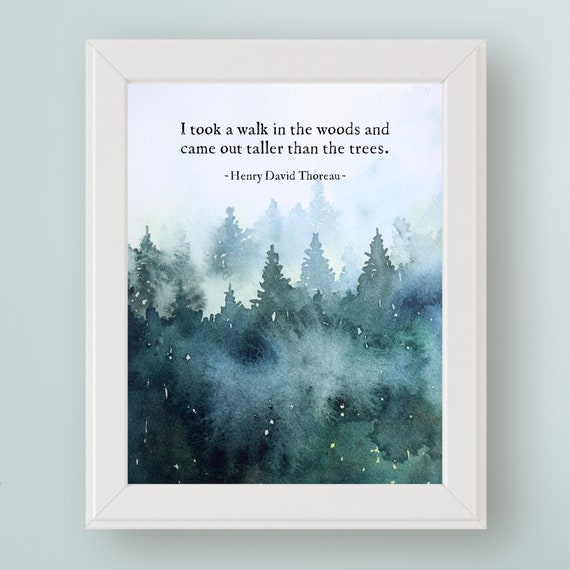 Henry David Thoreau Quote Art Nature Art Print I Took A Walk In The Woods Tree Huggers Gift For Him Dad Husband Father Son