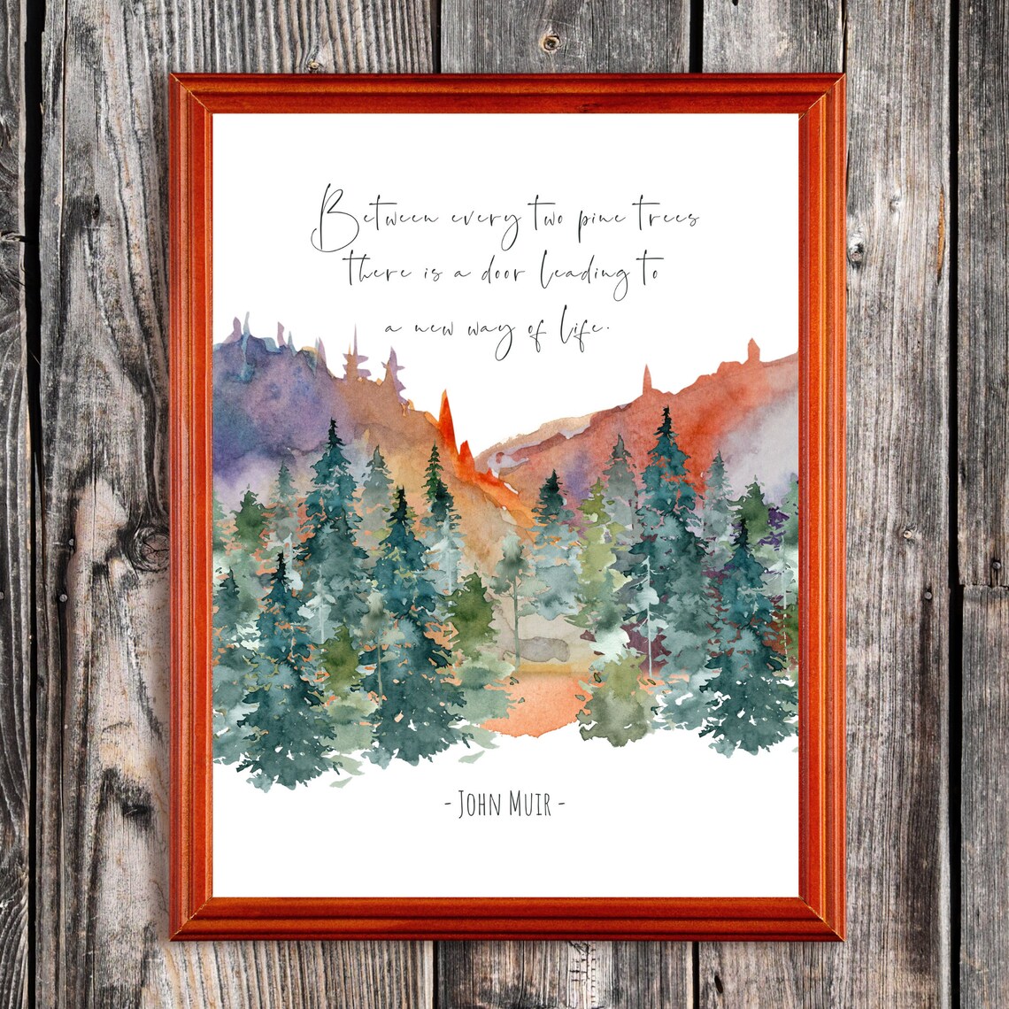 John Muir Nature Quote Art Print, Forest Wall Art