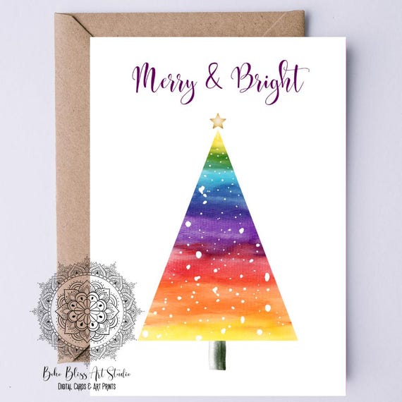 LGBTQ Rainbow Christmas Tree Holiday Greeting Card