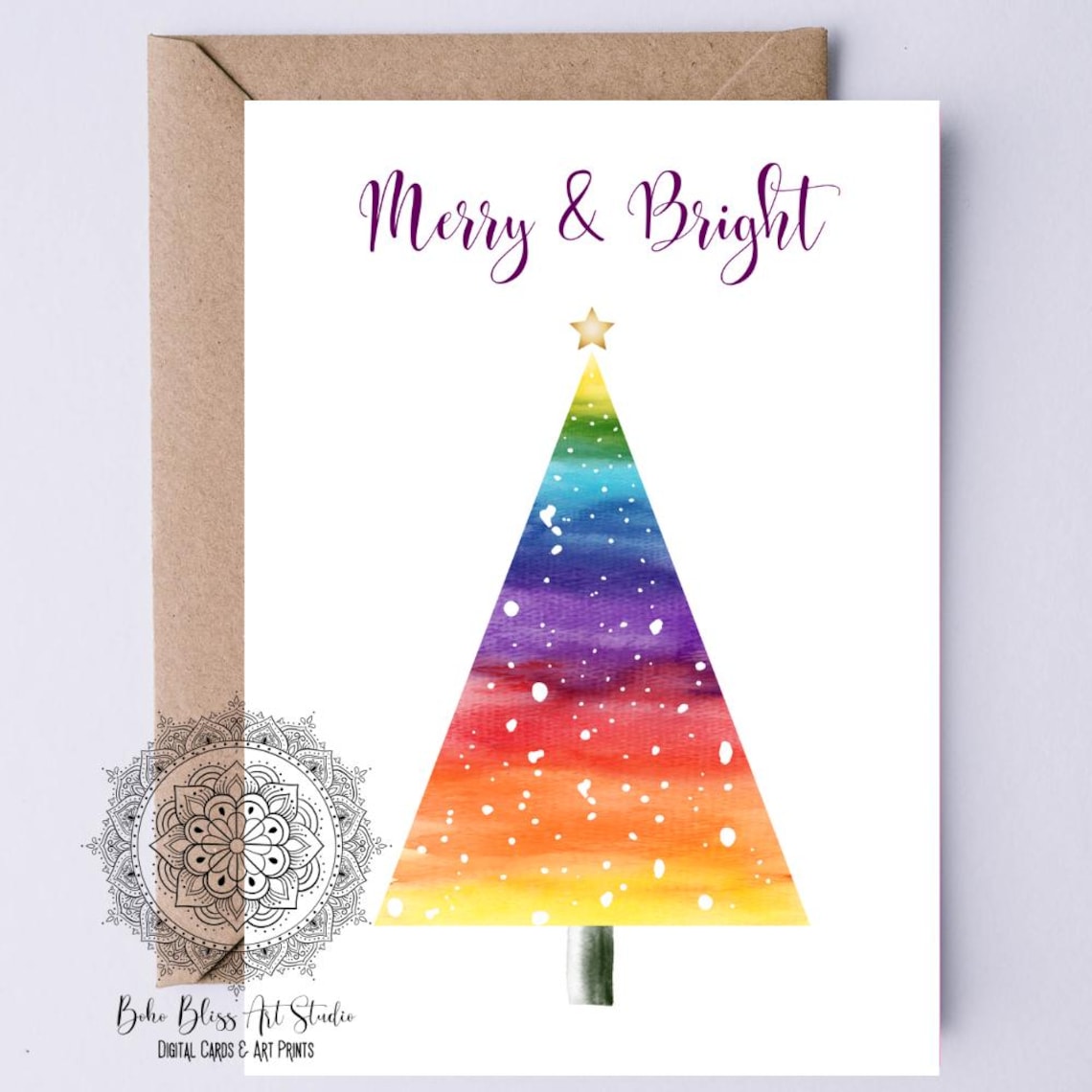 LGBTQ Rainbow Christmas Tree Holiday Greeting Card