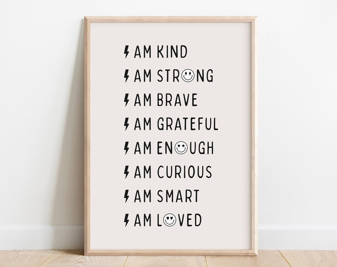 Affirmations for Nursery Decor, Retro Kids Art Print