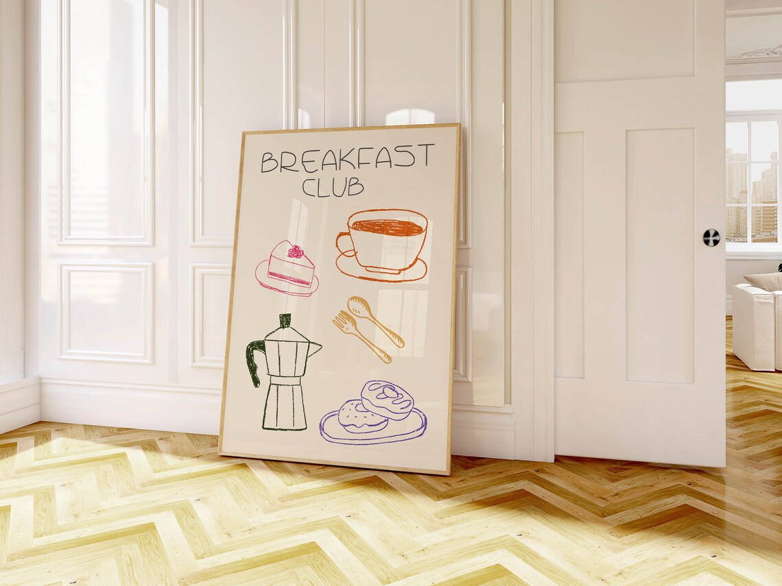 Breakfast Club Colorful Morning Icons Coffee Moka Pot Kitchen Poster - Image 2