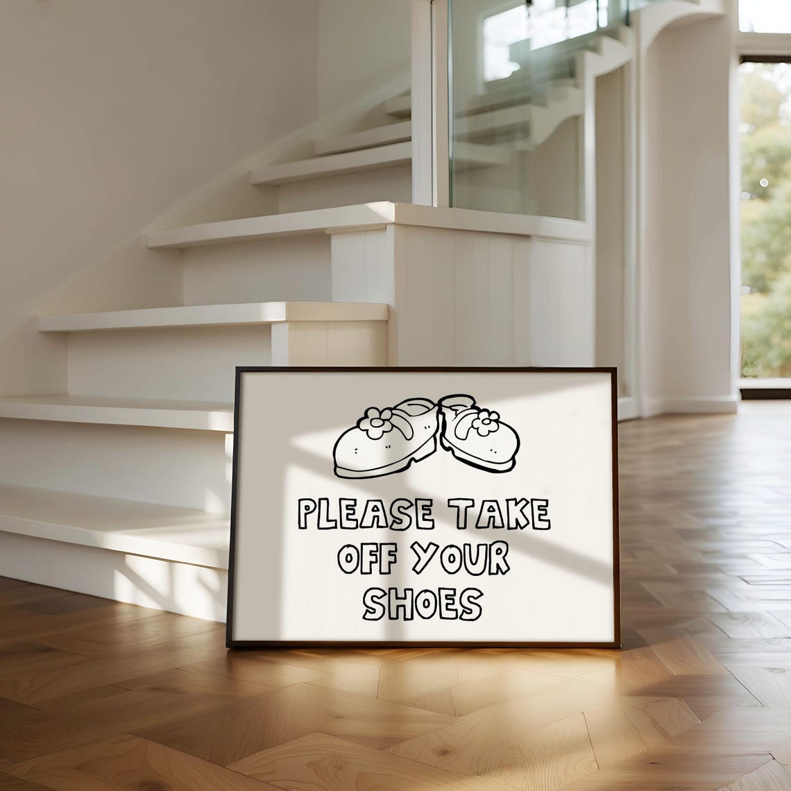Please Take Off Your Shoes Funny Minimalist Entryway Wall Poster - Image 2
