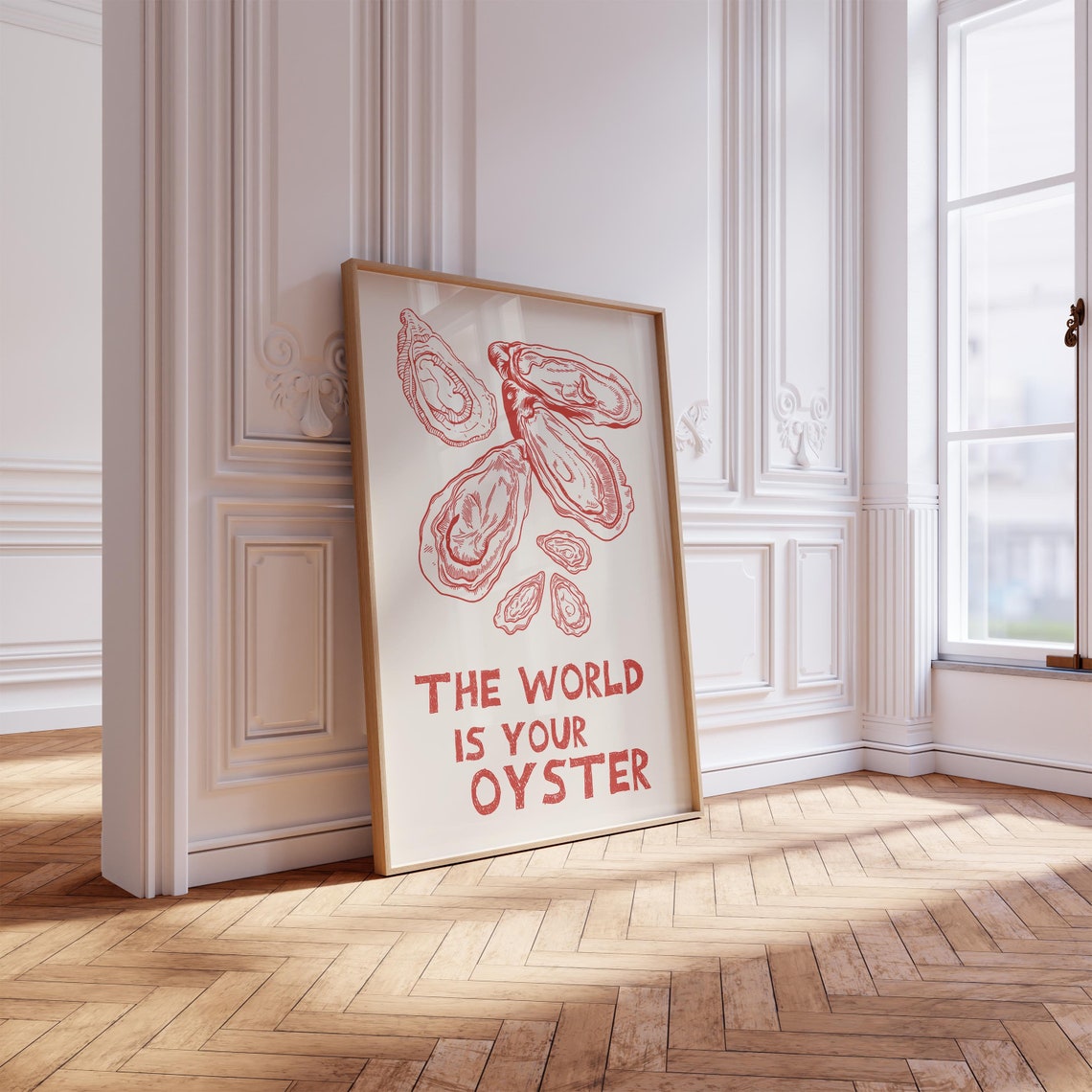 The World Is Your Oyster Red Kitchen Quote Art Kitchen Decor Poster - Image 4
