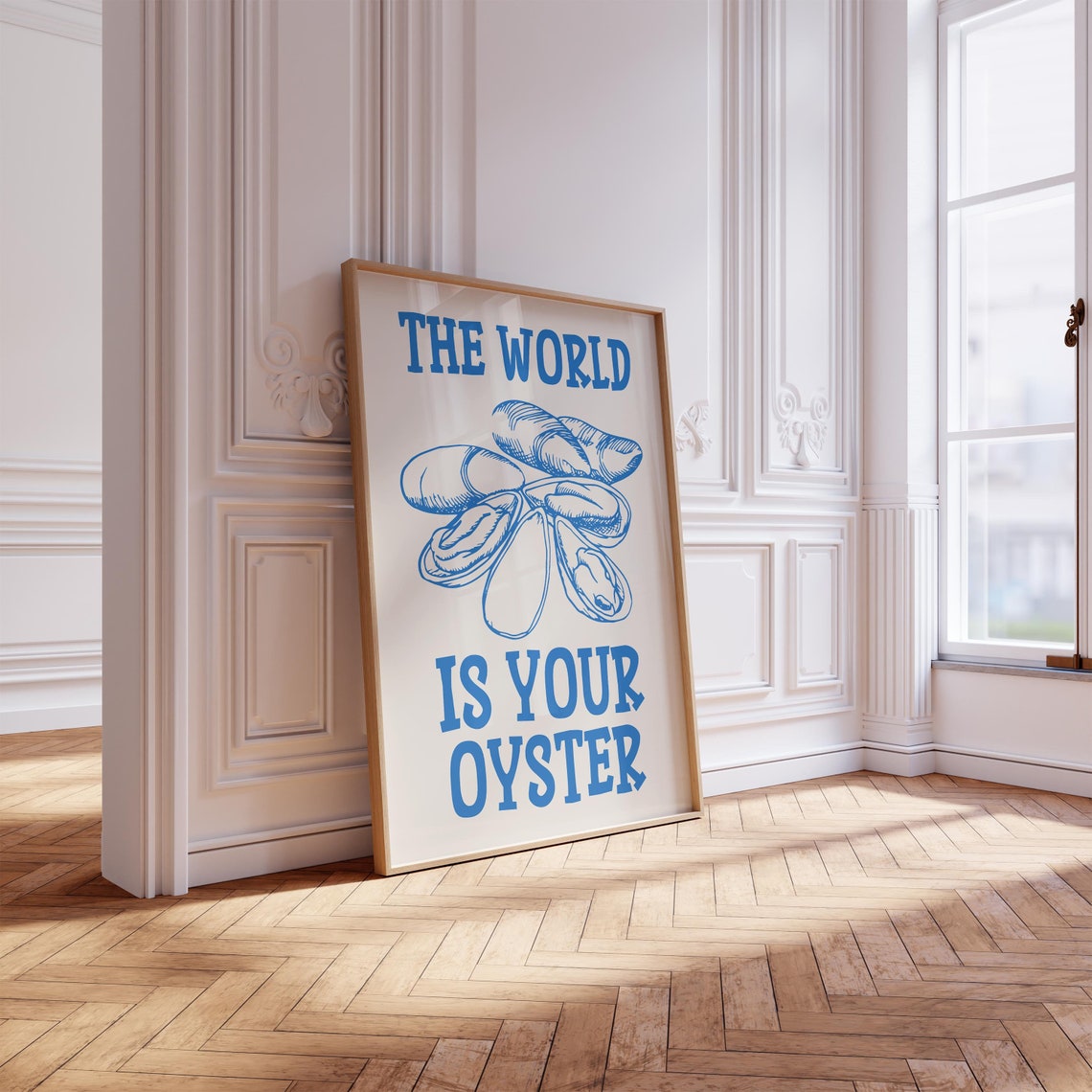 The World Is Your Oyster Blue Seafood Kitchen Kitchen Decor Poster - Image 2