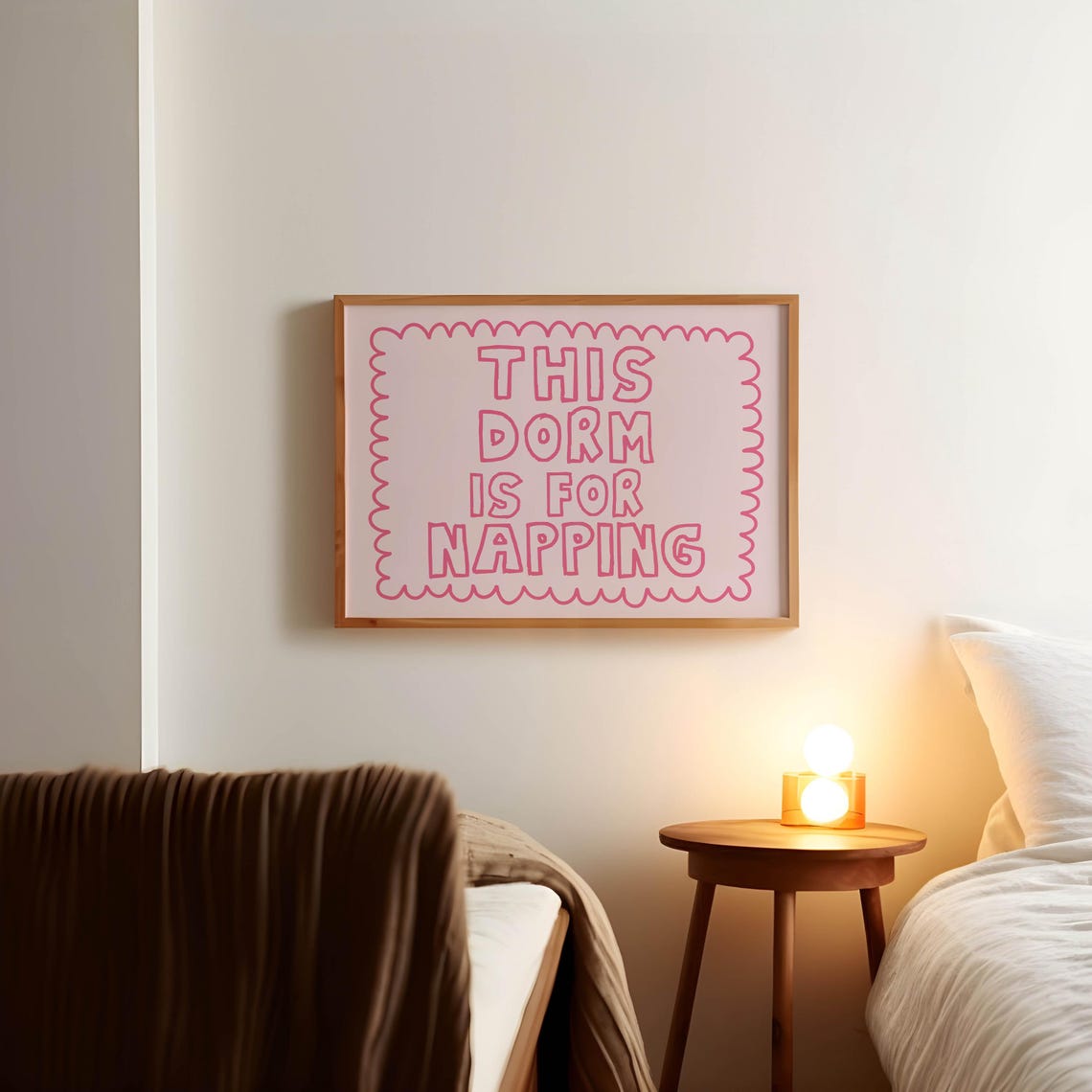 This Dorm Is for Napping Horizontal Poster Pink Outline Letter Scallop - Image 2