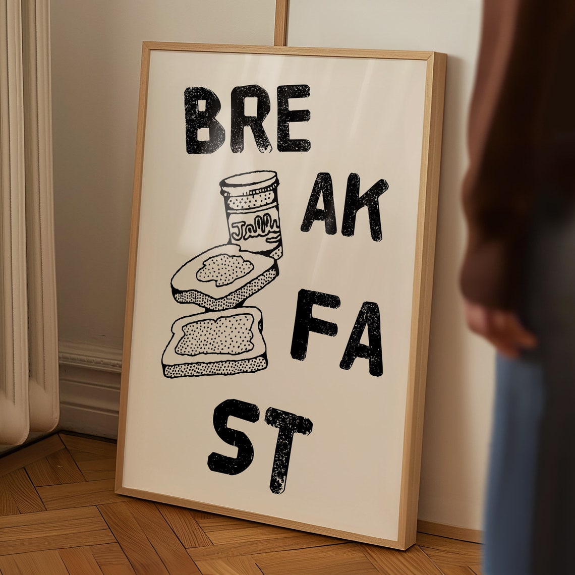 Break Fast Split Lettering Jam Jar Toast Vintage Kitchen Poster - Image 2