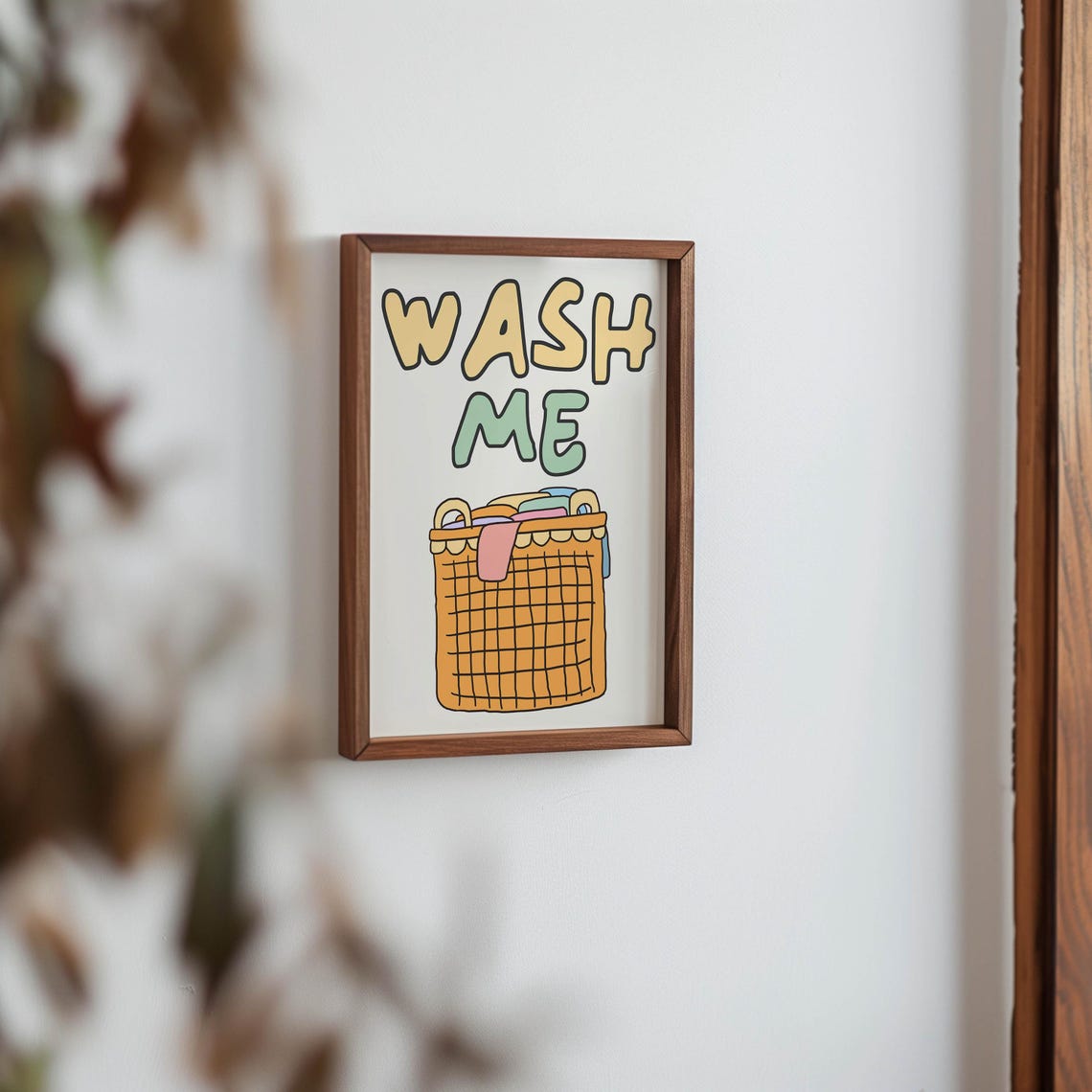 Wash Me Funny Laundry Room Poster Colorful Cartoon Basket Wall Decor - Image 3