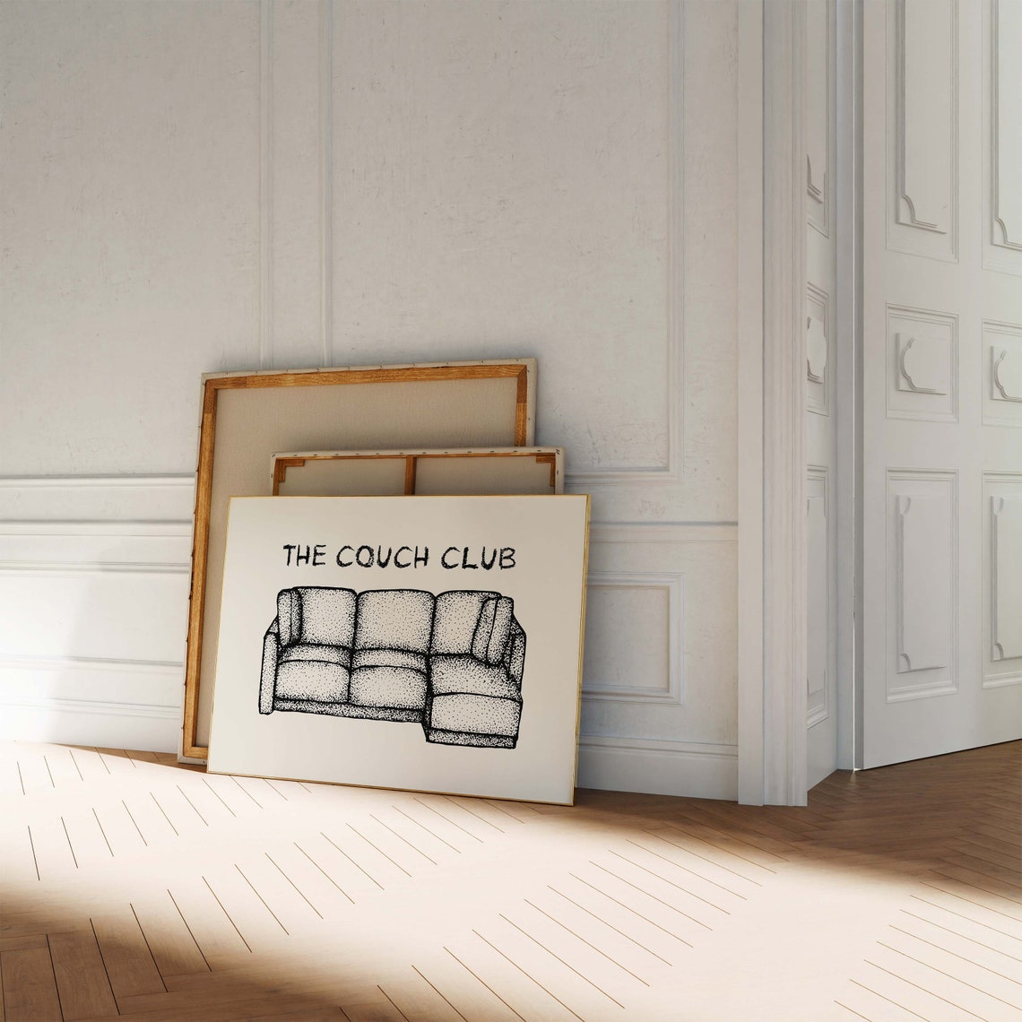 The Couch Club Black Sectional Sofa Stipple Horizontal Art Poster - Image 2