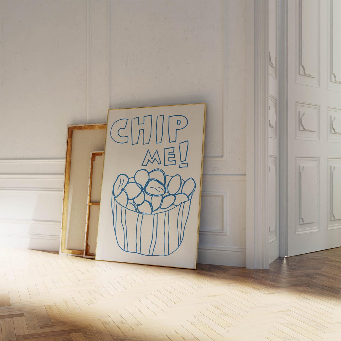 Chip Me Blue Outlined Letters Bucket Of Fries Fun Snack Quote Poster - Image 3