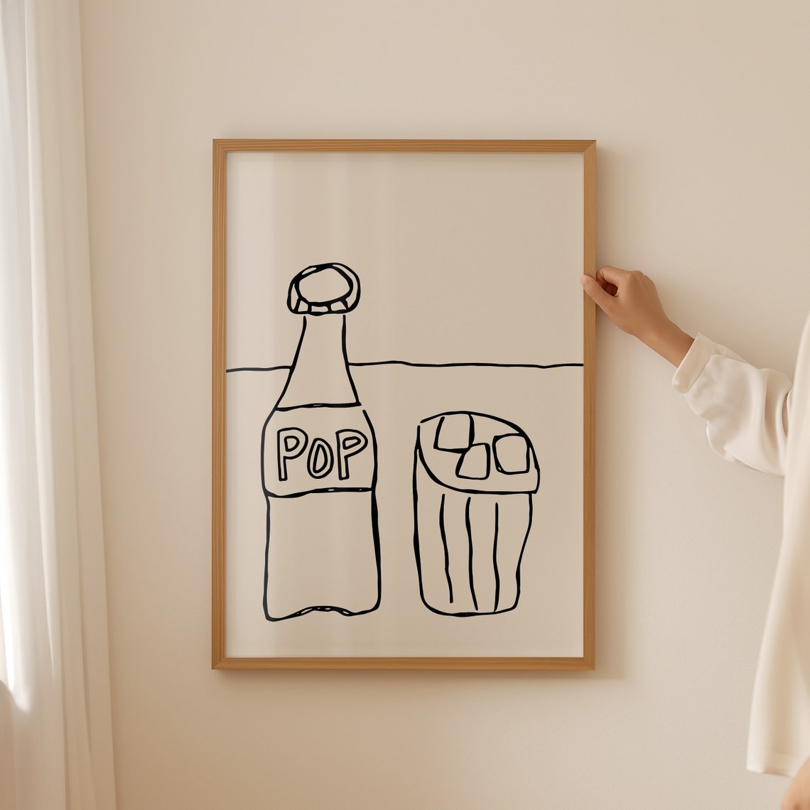 Pop Soda Bottle Line Art Retro Kitchen Minimalist Sketch Poster - Image 4