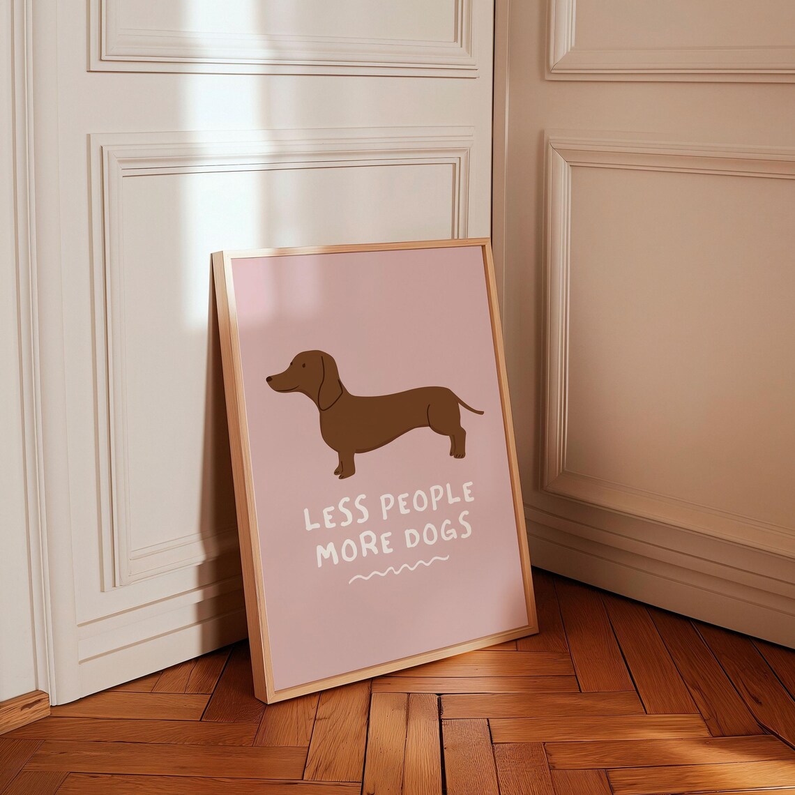 Less People More Dogs Poster Funny Quote Art Trendy Home Decor Retro Dog Print Minimalist Wall Art Funny Dog Art Print Art Pink - Image 2