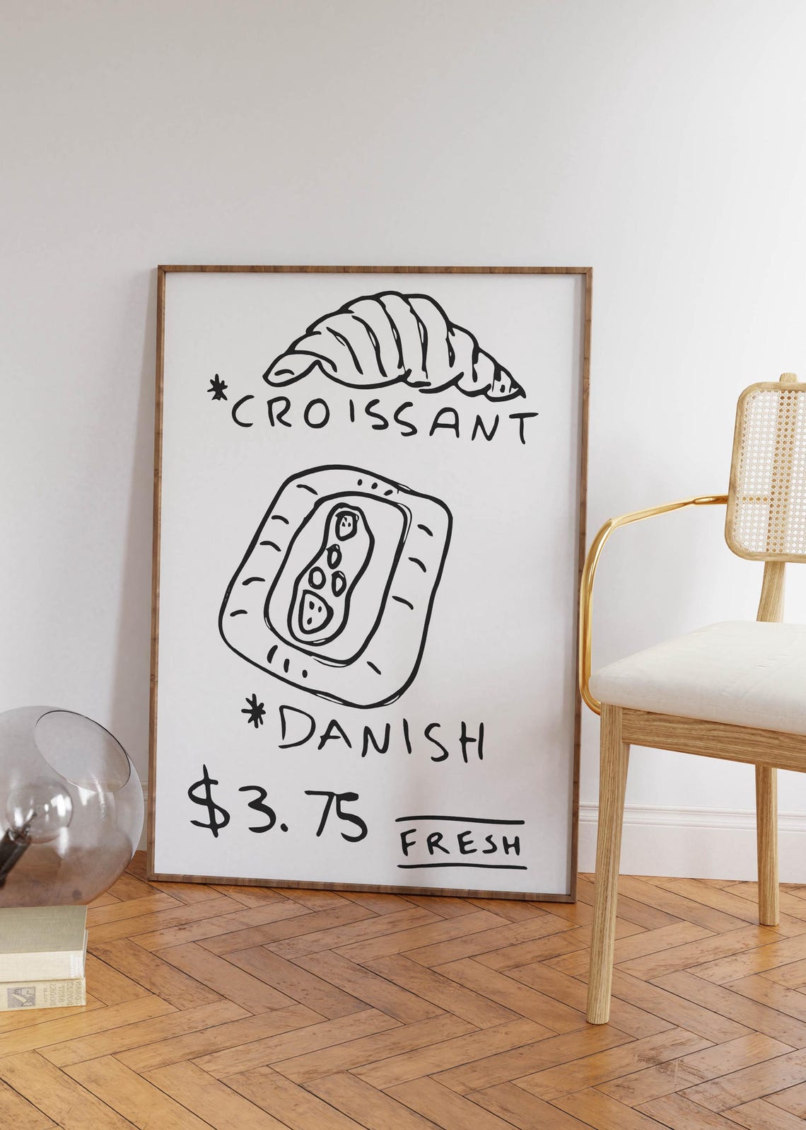 Black And White Croissant Danish Cafe Menu Fresh Pastry Poster - Image 2