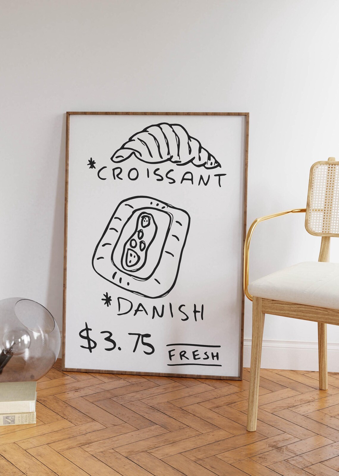Croissant Art Print Trendy Kitchen Wall Art Croissant Poster Retro Kitchen Print French Food Wall Art Vintage Food Art Wall Art - Image 2