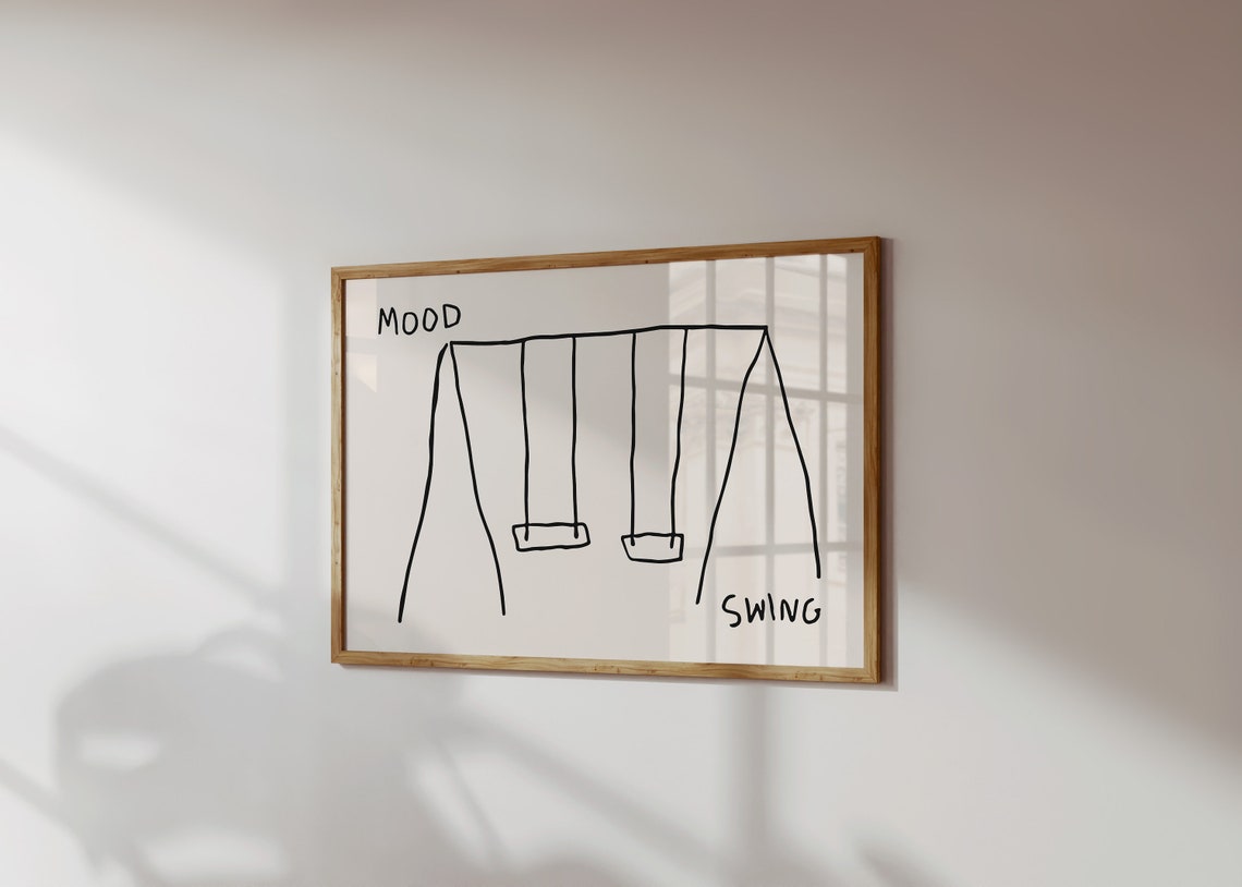 Mood Swing Funny Pun Playground Swing Set Minimalist Sketch Poster - Image 3