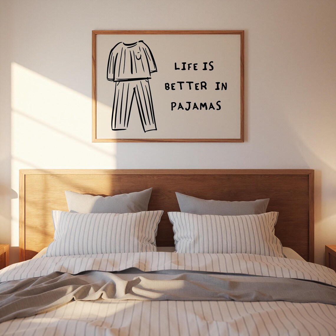Life Is Better In Pajamas Sleepwear Sketch Cozy Bedroom Quote Poster - Image 4